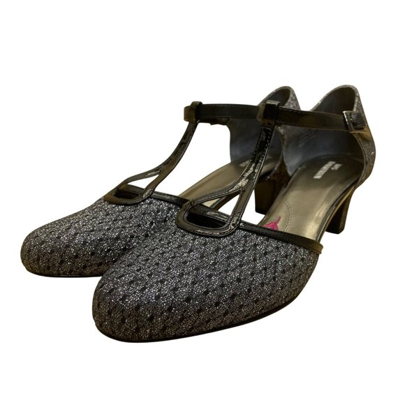 Ros Hommerson Women’s Black Diamond Heidi T-Strap Dress Heels Size 9.5N - Picture 3 of 10